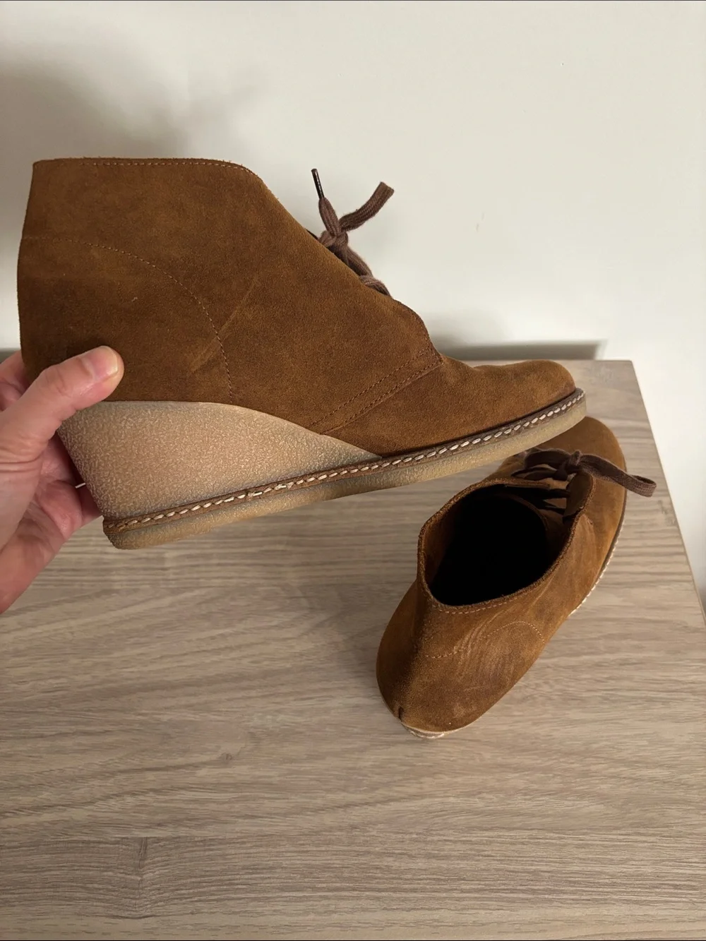 Jcrew“MacAlister” Brown Tan Wedge Chukka Style Ankle Boots Size 10